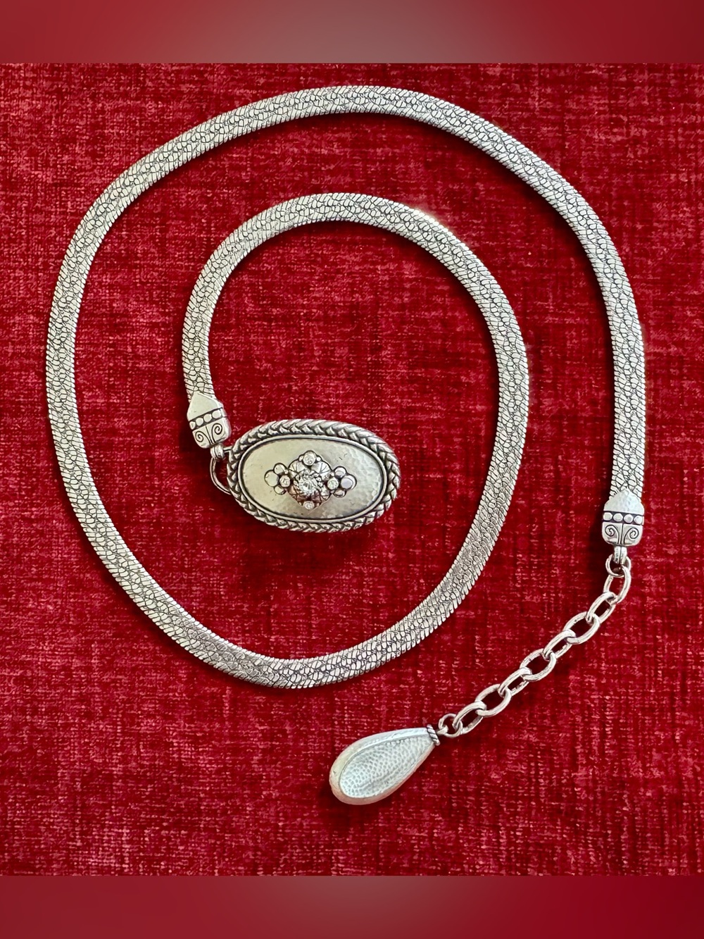 BRIGHTON GALADRIEL CHAIN BELT. Size small. Silver plated Swarovski Crystal